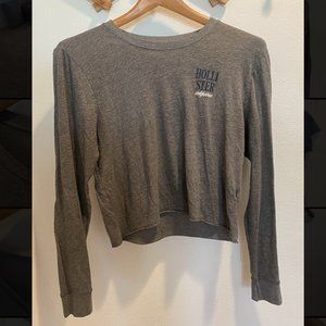 Grey Cropped Hollister Long Sleeve